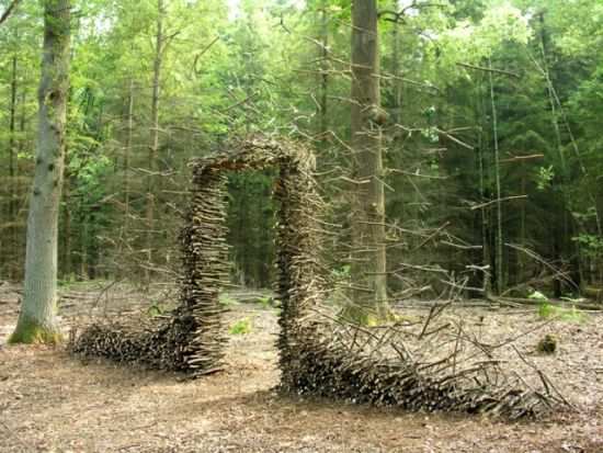 installations made from natural objects defy gravity Friend
