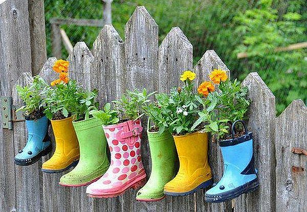 Turn your old boots and shoes into flowerpots