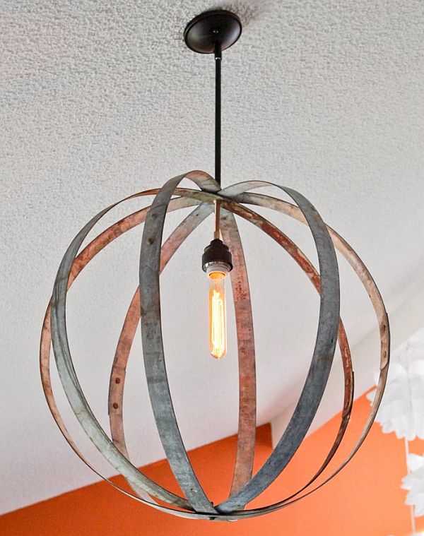 Wine barrel hoops chandelier