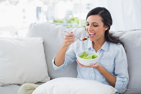 lady eating healthy food