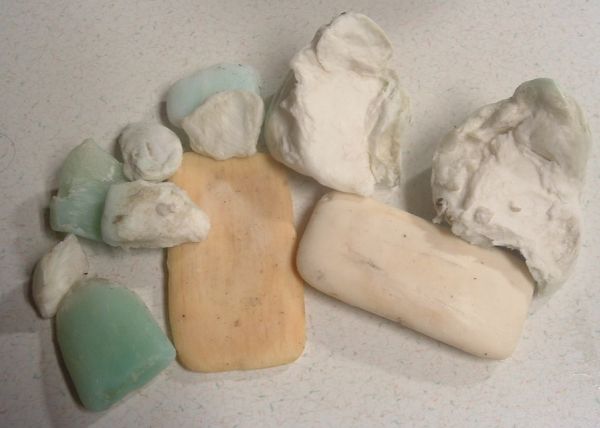 Small bits of used soaps