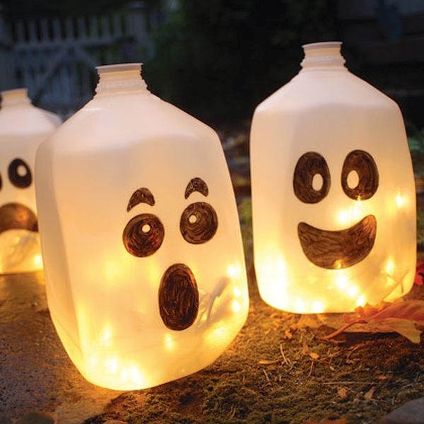 Plastic milk jug lanterns