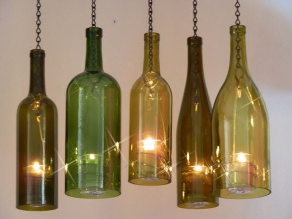 DIY Wine Bottle Hurricane Lamps