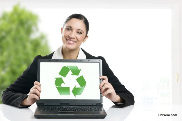 Green business recycling symbol