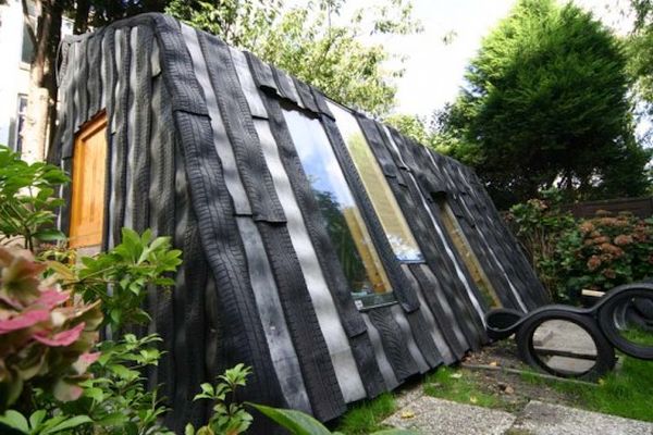 Recycled car tires garden office