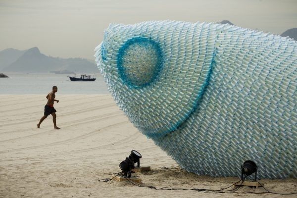 Sustainable Environment Beach Sculpture Protest by the U.N.