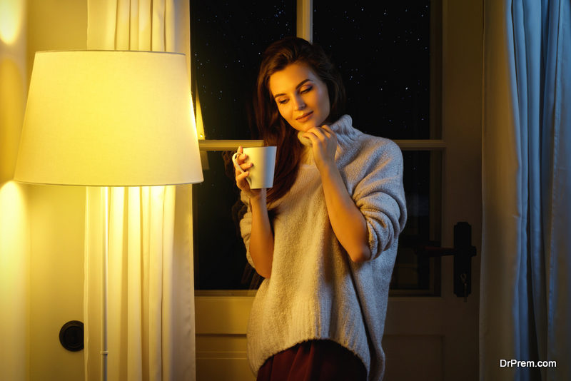 Beautiful woman wearing warm sweater