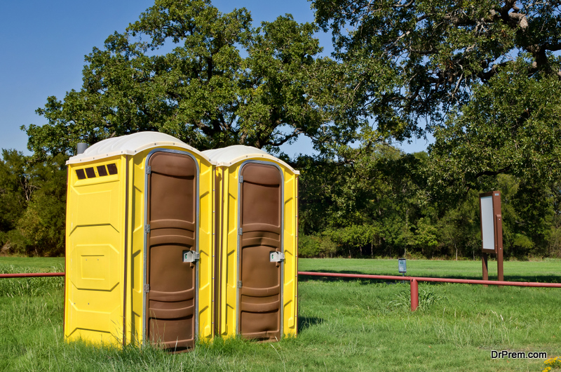 portable toilets at event