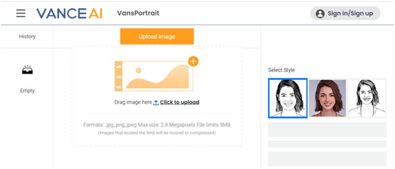 VanceAI Colorizer Workspace to process the image
