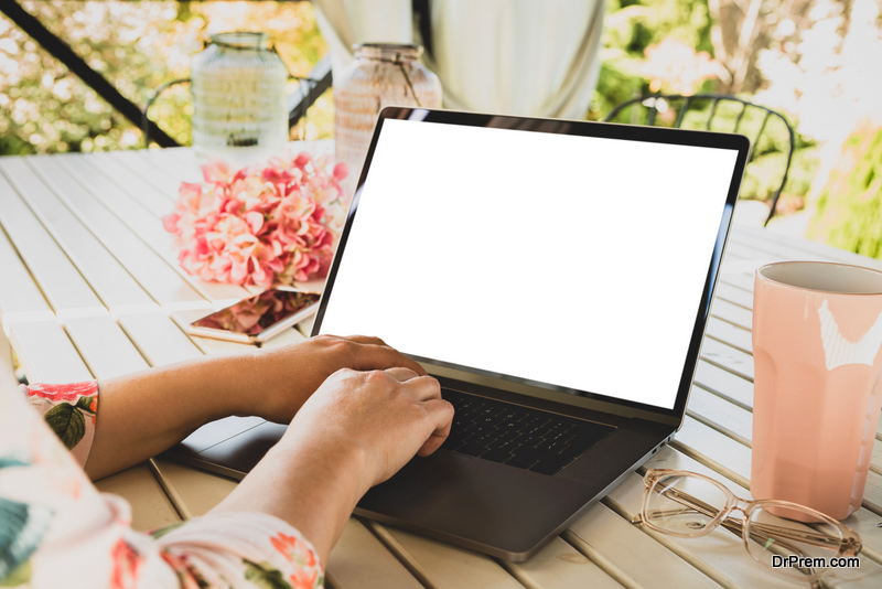 Woman working on laptop